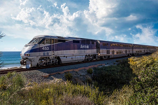 Amtrack train by the sea